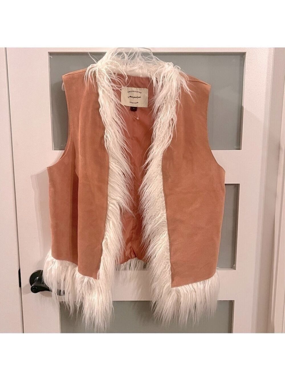 FREE PEOPLE by UNDERSTATED LEATHER Indigo River pink suede vest. NWOT Size L